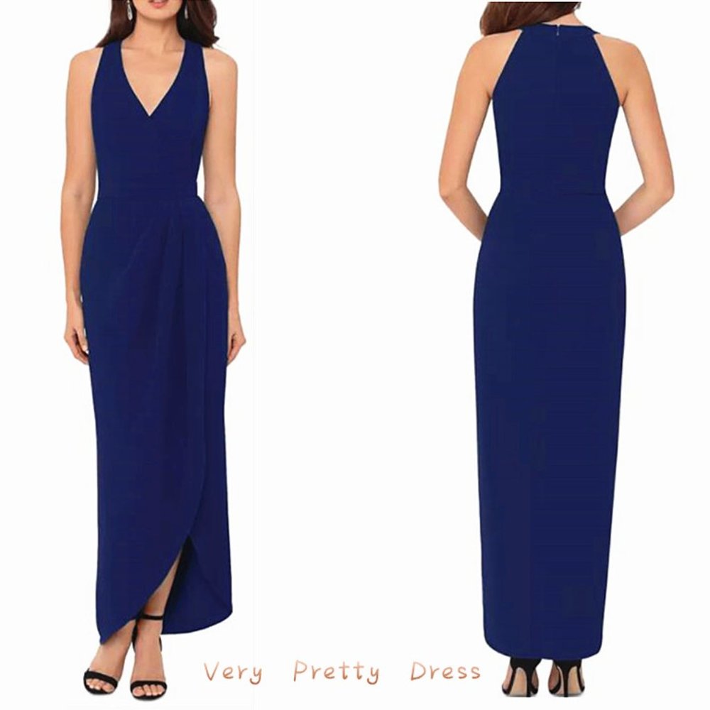 XSCAPE Stretch Crepe Tulip-Skirt Gown/ wedding dre